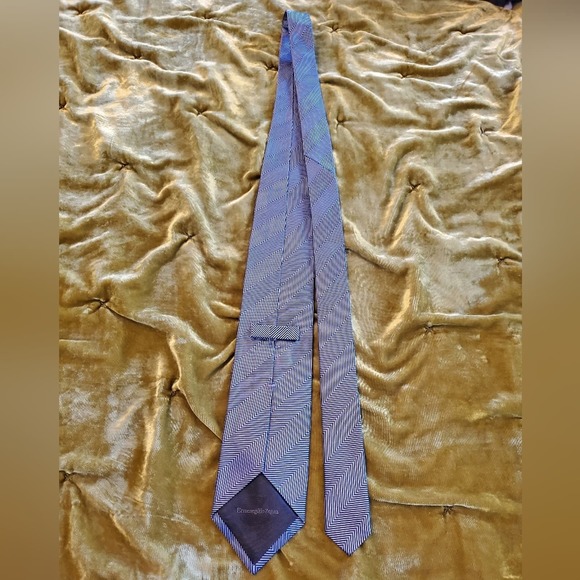 Ermenegildo Zenga blue silk men's necktie - Picture 8 of 10